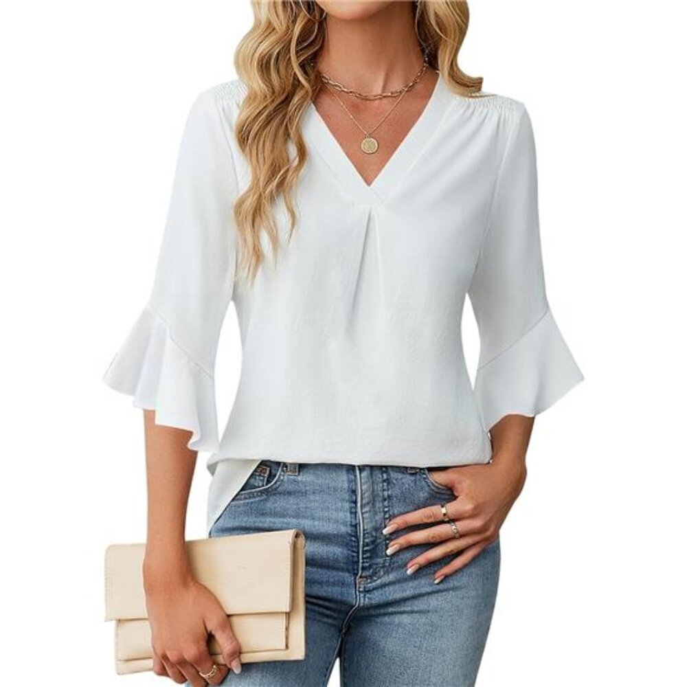 Womens 3/4 Length Sleeve Tops Summer Dressy Business Casual